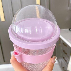 90% NEW YOGURT BOWL, WITH SMALL WHITE SPOON